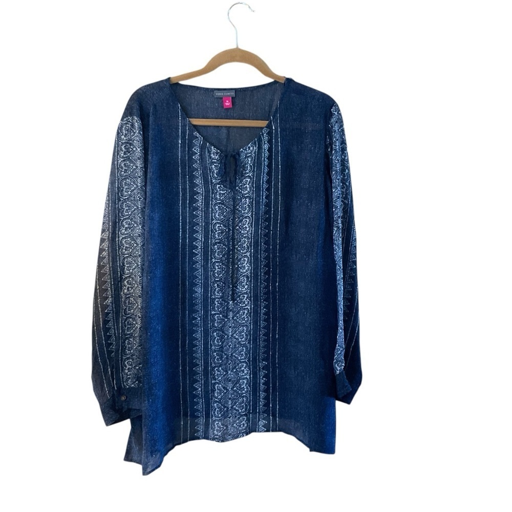 Vince Camuto Blue Puff Sleeve Blouse - Picture 1 of 8